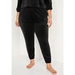 Old Navy Luxe Velvet Velour Jogger Pants XXL 2X Black Lounge Pull On Comfy